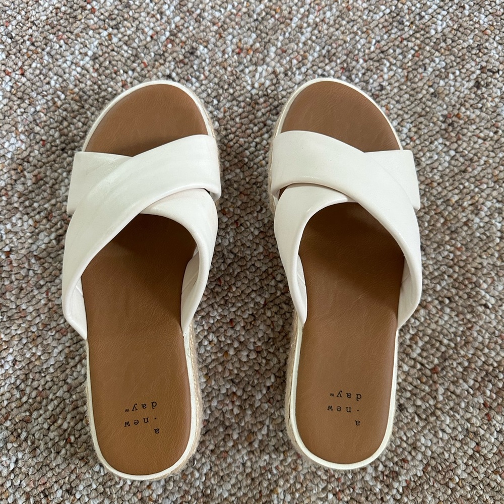 A New Day Cream and Brown Sandals Modern Minimalist Design